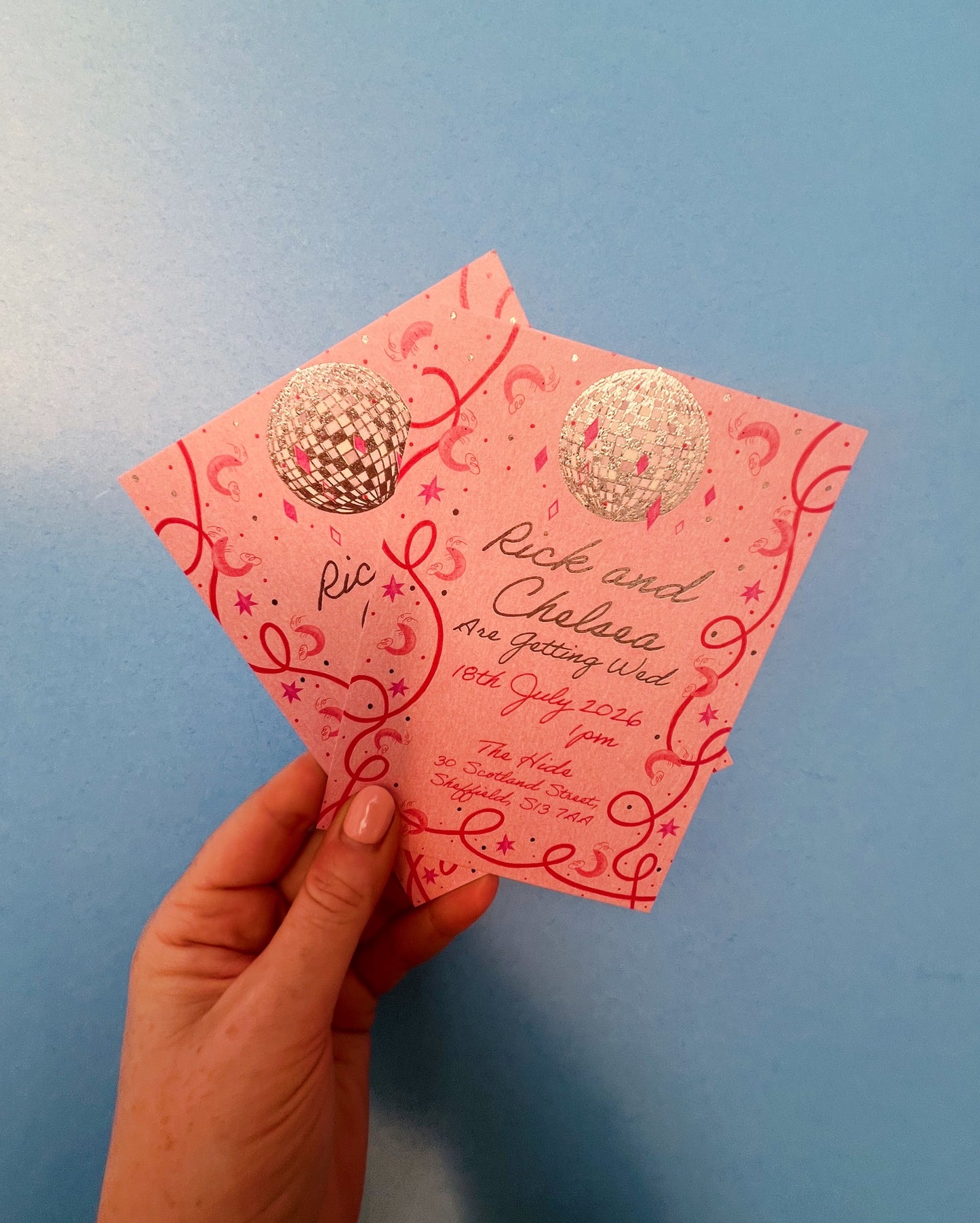 Save The Date, Shrimps & Disco Wedding Invitation