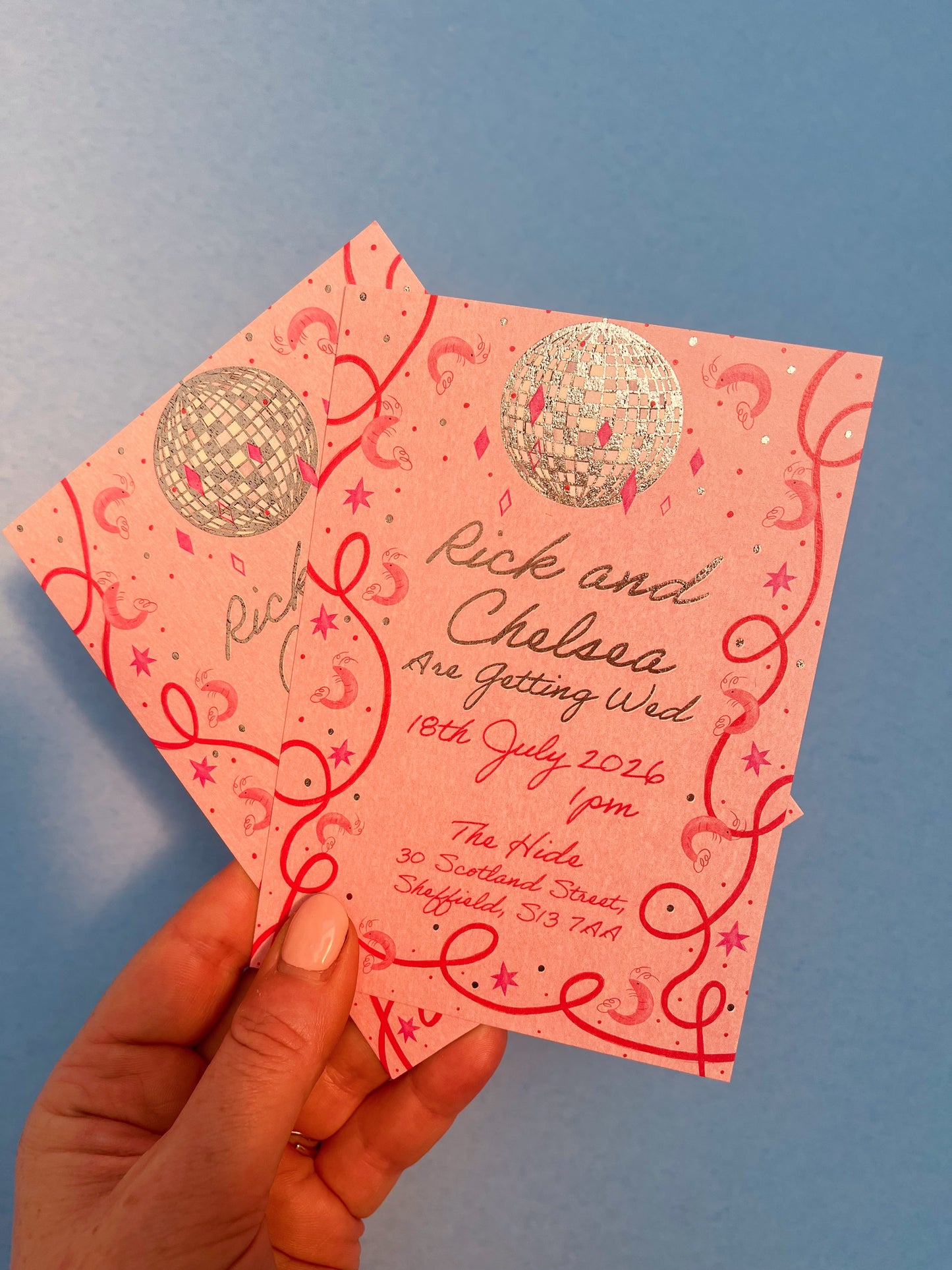 Save The Date, Shrimps & Disco Wedding Invitation