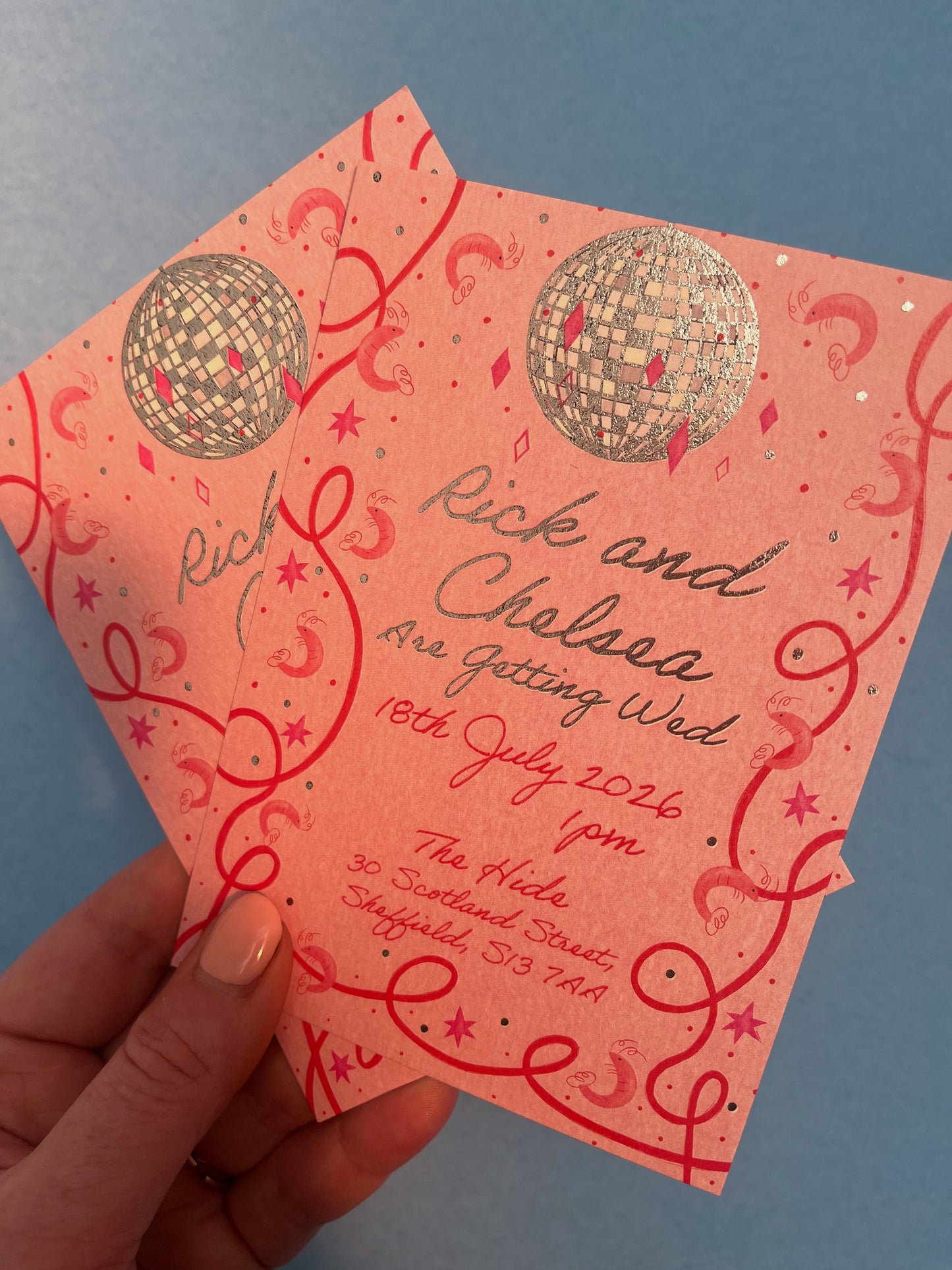 Save The Date, Shrimps & Disco Wedding Invitation