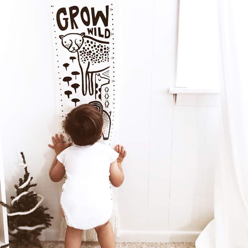 Black & White Canvas Growth Chart, Safari