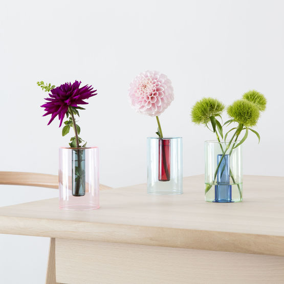 Reversible Blue and Red glass vase