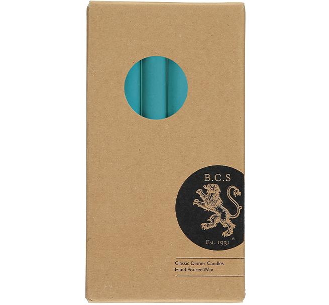 Petrol Blue Eco Dinner Candles, 6 Pack