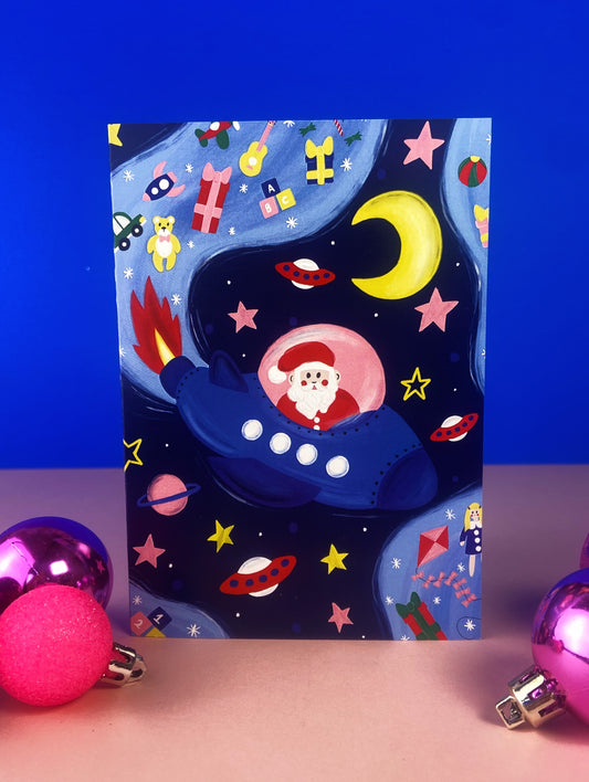 Santa in Space Christmas Card