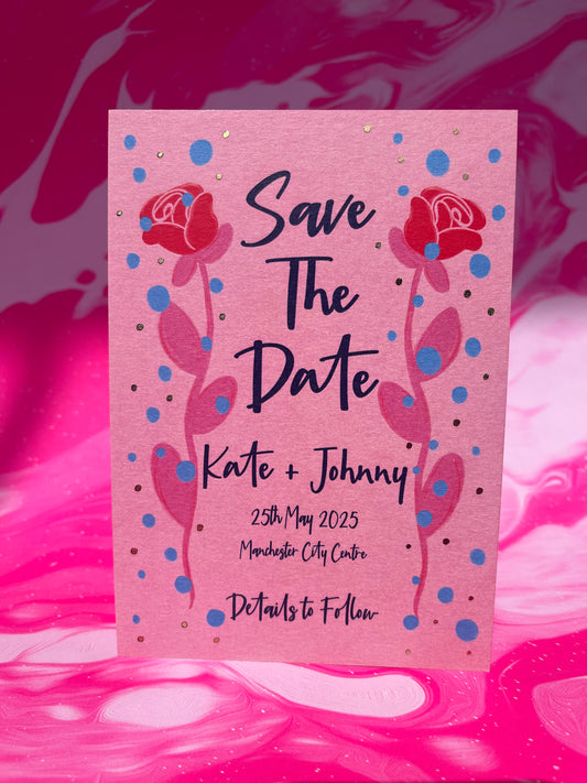Save The Date Rose Wedding Invitation