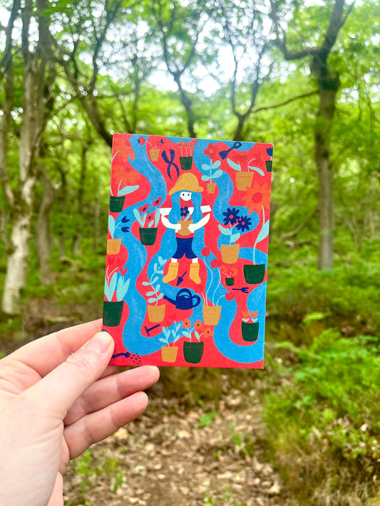 Lady And Her Blooms Card
