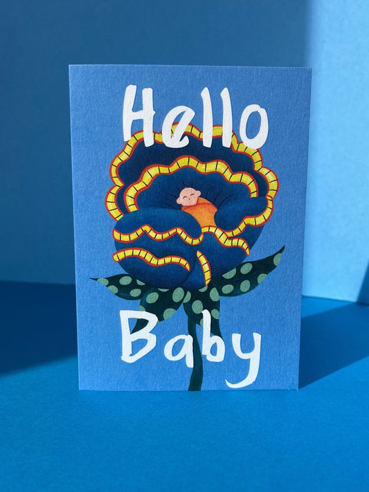 Hello Baby , Flower Card