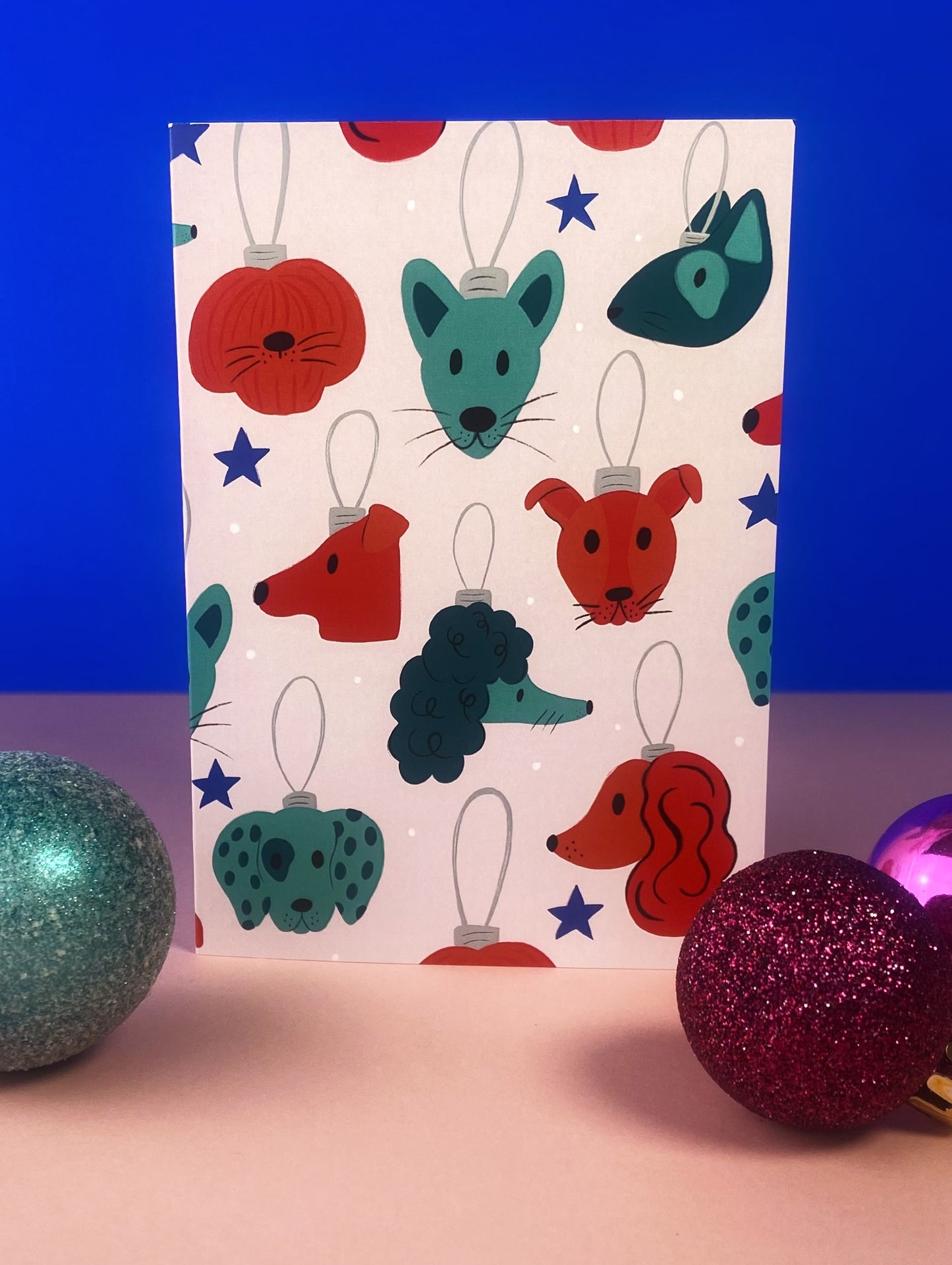 Dog Baubles Christmas Card