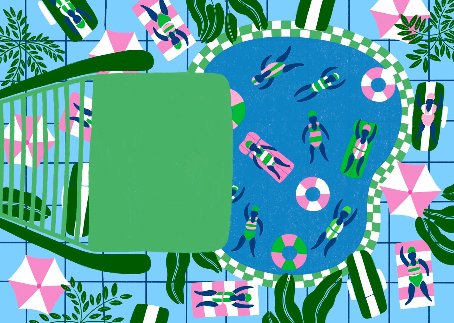 Ladies At The Pool Giclee Print