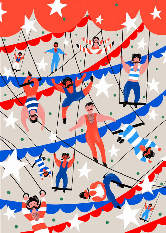 A4 & A3 Trapeze Circus Men, Digital Print