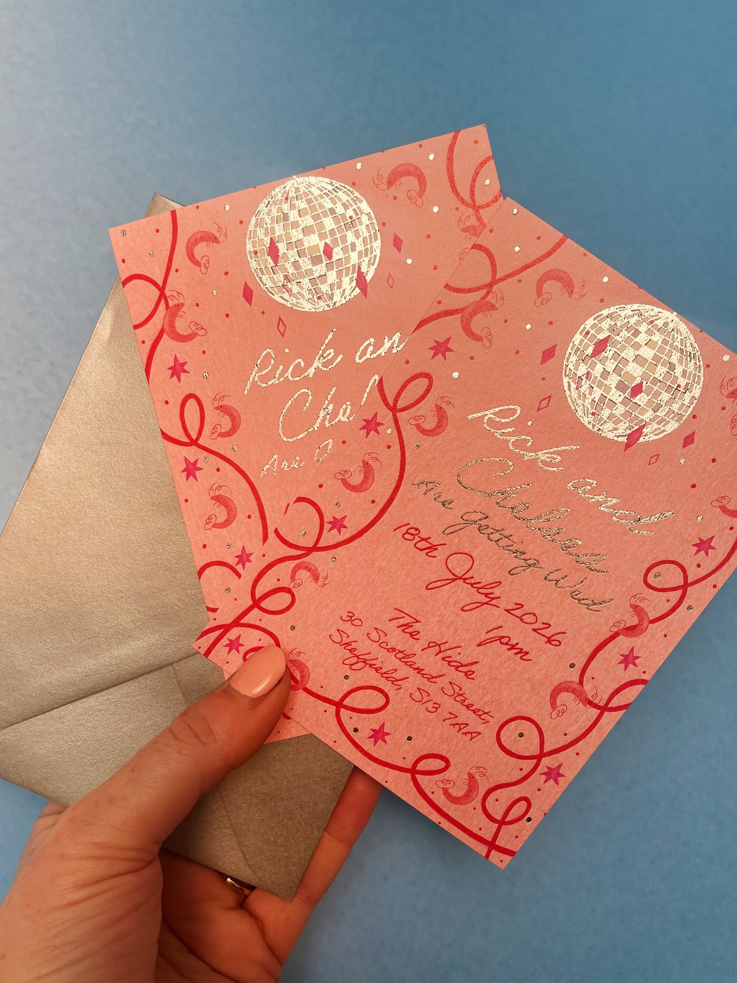 Save The Date,  Shrimps & Disco Wedding Invitation