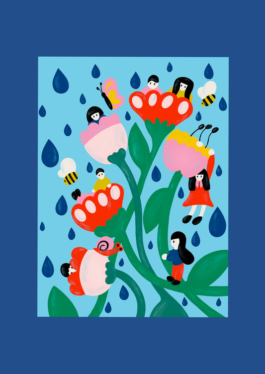 Children Climbing Flowers, Print
