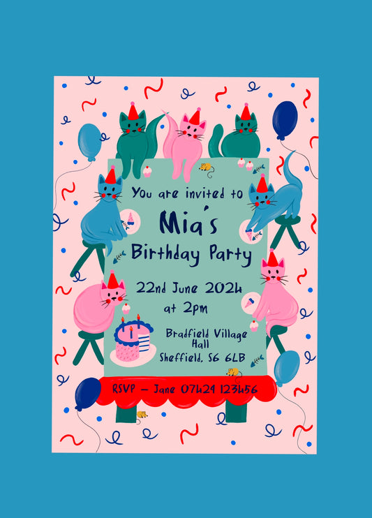 Cat Birthday Invite - Download