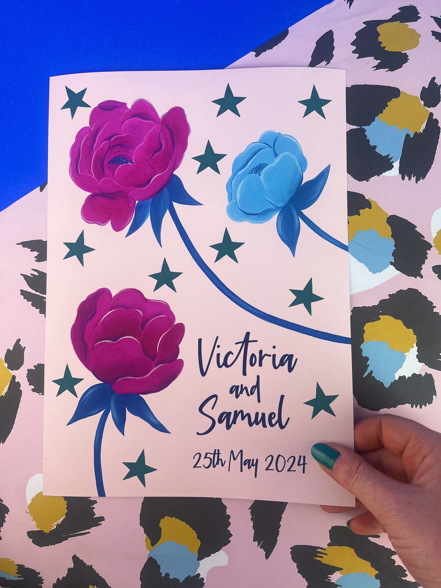 Hand Painted Personalised Peony Flowers, Giclee Print