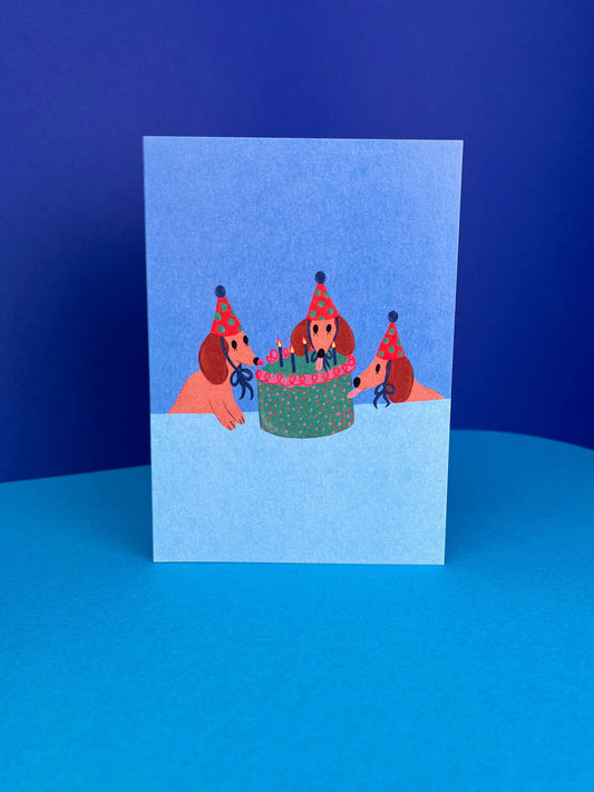 Sausage Dog Birthday Party Card