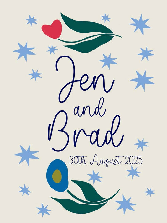 Flowers & Stars Wedding Giclee Sign Print