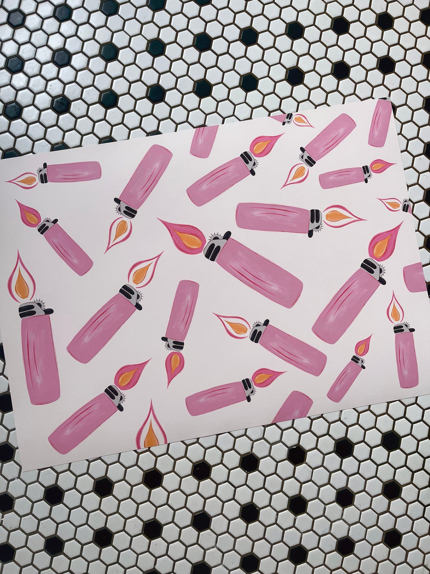 A2 Pink Cigarette Lighter Giclee Print