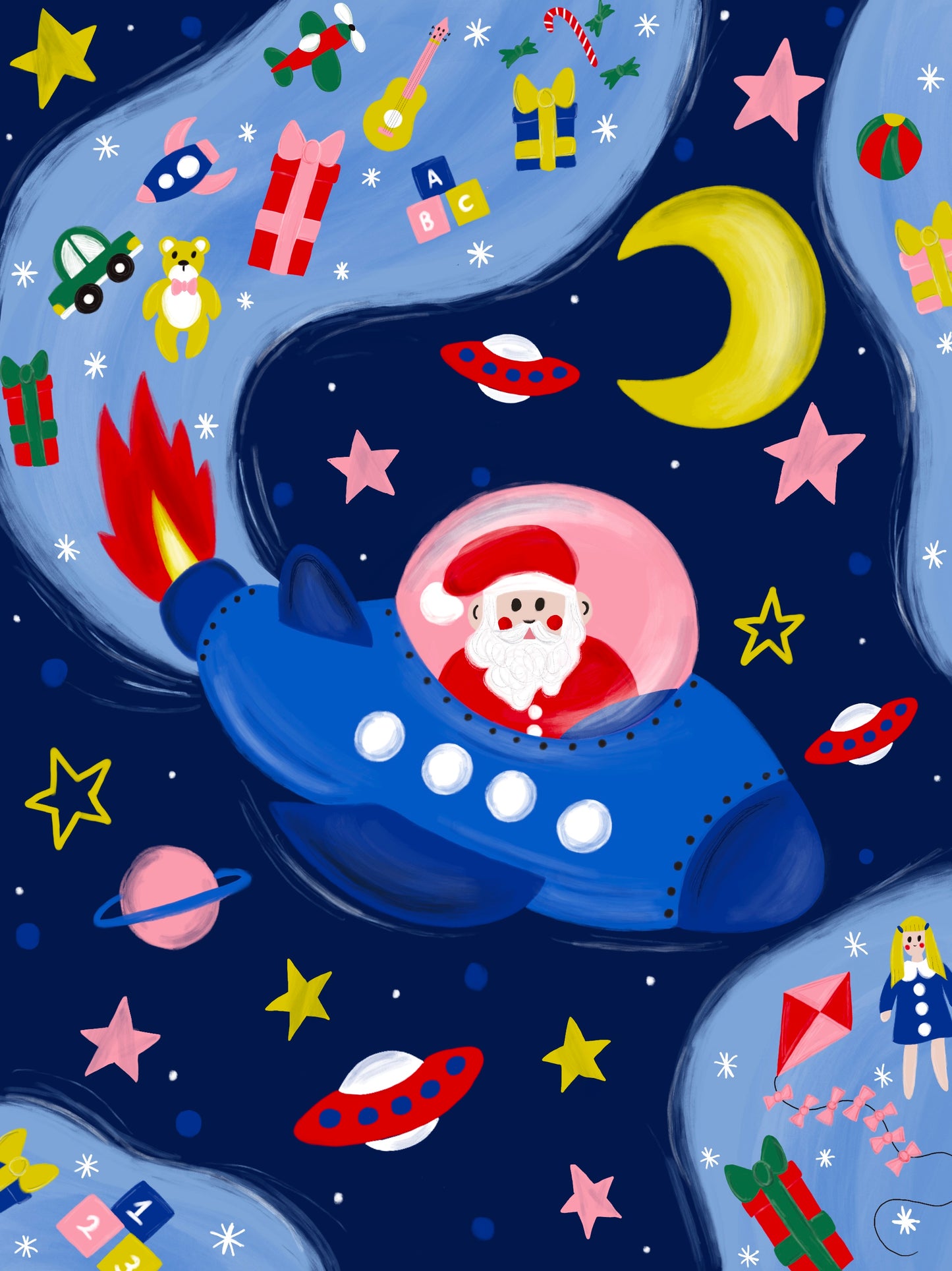 Santa in Space Christmas Card