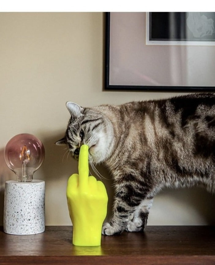 F*ck You Neon Yellow Hand Gesture Candle
