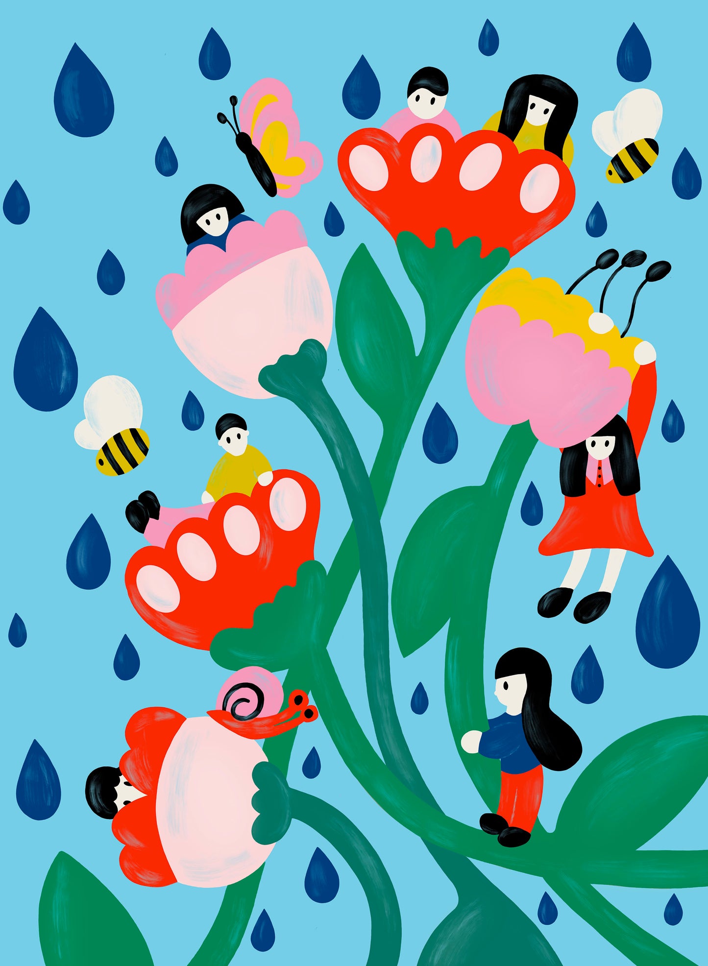 Children Climbing Flowers, Print